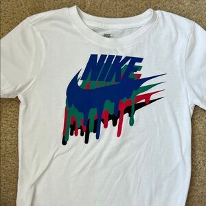 Nike Kids White Tee with Drip Graphic